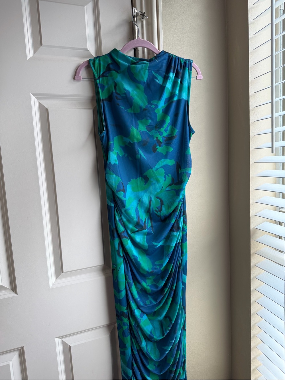 Sleeveless Blue Green Floral Dress